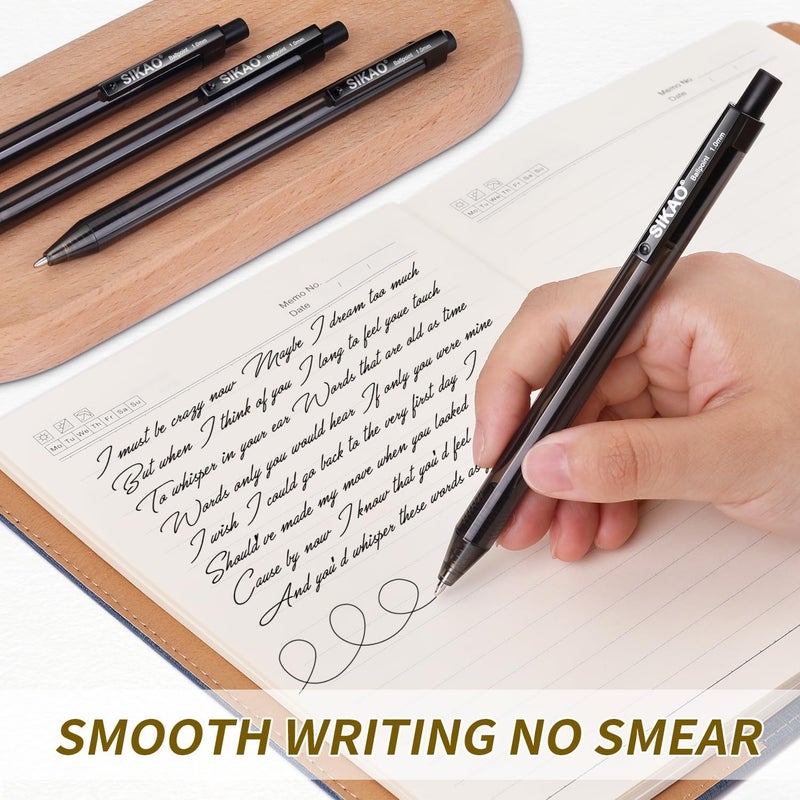 Sikao Black Pens Bulk, 60 Pack Retractable Ballpoint Pens, Black Ink 1.0mm Medium Point, Smooth Writing No-Smear, Click Pens for Teachers, Students, Restaurant Servers, School & Office Supplies - Image 5